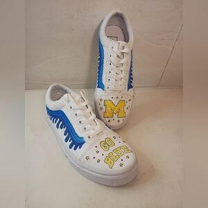 CUSTOM Hand-Painted VANS: University of Michigan "Go Blue" Sneakers M5.5/W7 Art